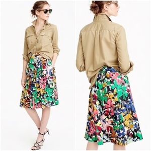 J. Crew Brushstroke silk colorful midi skirt